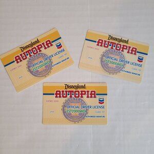 Vintage Set of 3 Disneyland Autopia Official Driver Licenses